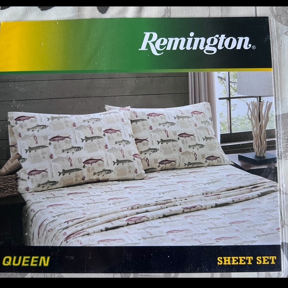 NIP NWT Remington QUEEN polyester Sheet Set with two pillowcases 4 home /cabin - Picture 2 of 4